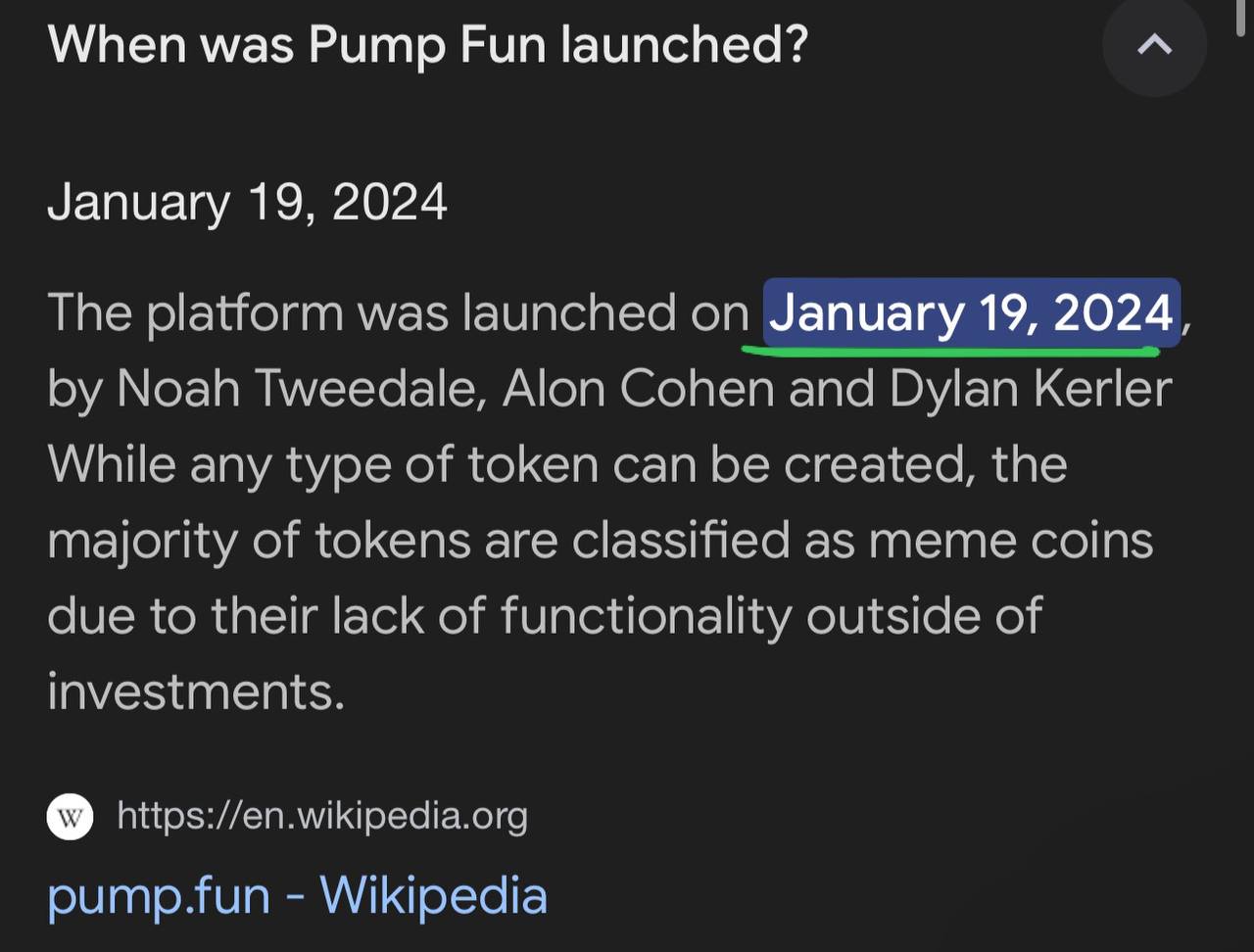 Pump Fun launch date Wikipedia